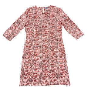 J McLaughlin Sophia Dress Women’s Large Orange Catalina Cloth Sheath Radio Waves